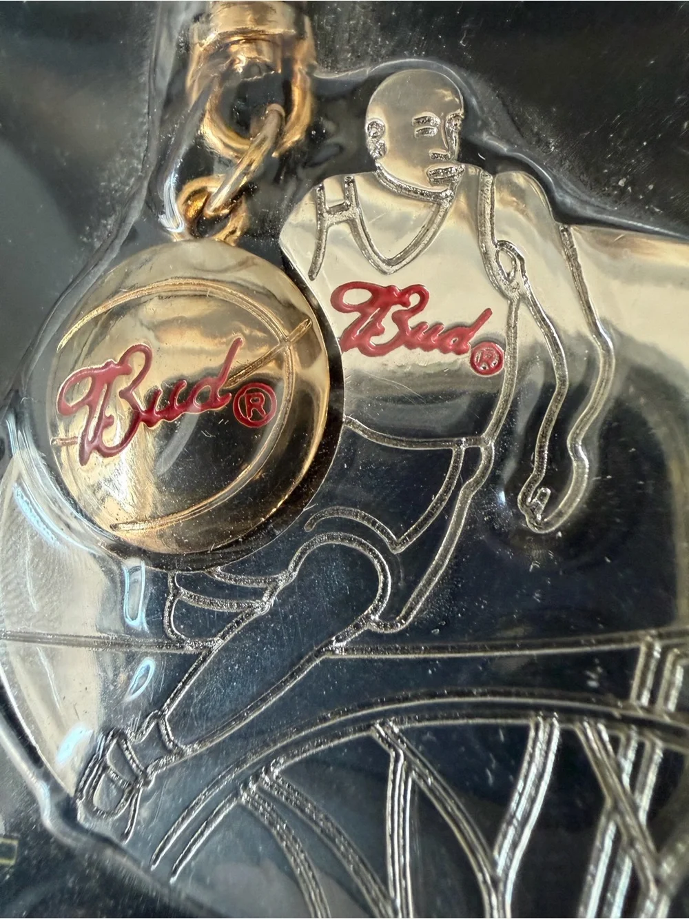 2001 Budweiser Basketball Double Keychain Factory Sealed Beer Advertising
